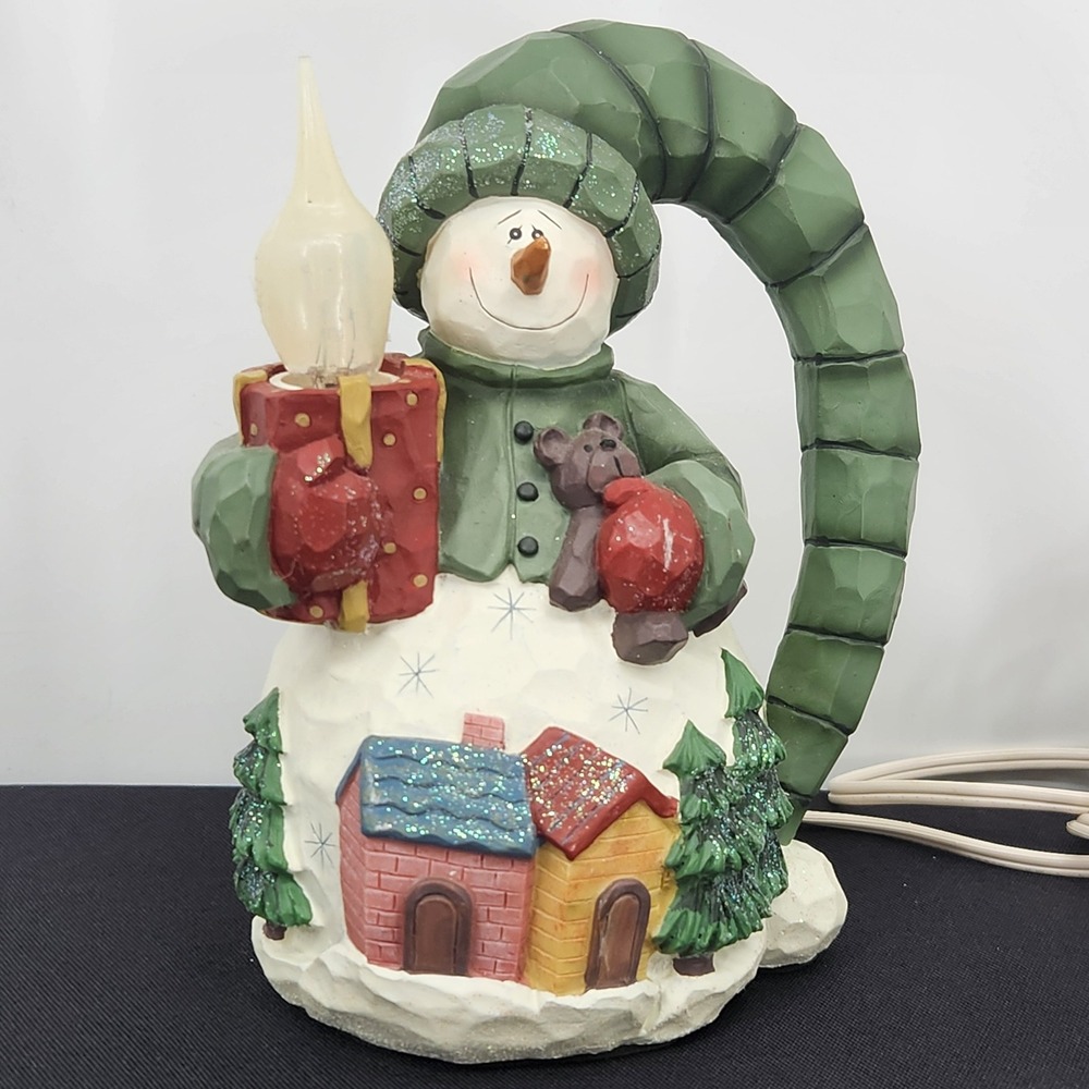 Vintage CMI-Henton Christmas Snowman Hat Light Up Holiday Decor Figurine - EUC!